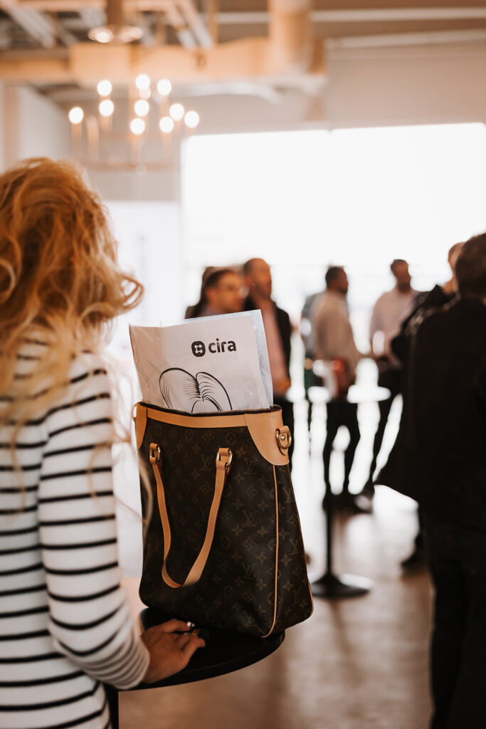 A CIRA branded paper in a guests purse